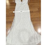 Mac Duggal  wedding Plunge Sequined White Floor Length Maxi on Queenly size 8 Photo 5