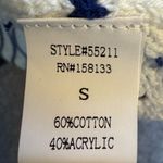 Staccato New  Navy and White Striped Short Sleeve Knitted Crochet Top Photo 7