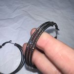 Gunmetal Diamond Cut Triple Braided Hoop Black Photo 1