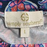 Simply Southern Floral Pink Blue Cold Shoulder Knee Length Dress Larg Photo 3