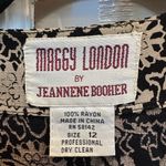 Maggy London Vintage Elegant Black & Tan Floral Button Down Midi Dress Size 12 Photo 8