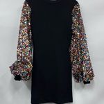 Black sweater Dress Confetti Sequin balloon bishop long Sleeve size M party Size M Photo 0
