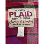 Old Navy Shirt Womens Large Purple Pink Plaid Flannel Button Up Long Sleeve Photo 4