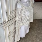 Urban Outfitters  Cream Knit Long Sleeve Scoop Neck Cropped Women's Sweater Sz XL Photo 2