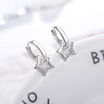 Boutique NEW Women'sā 2 Piece Platinum Plated S925 Starry Diamond Simulant Hoop Earrings Photo 14
