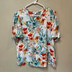 Counterparts 2/$12 Red Poppy Floral Tie Sleeve Spring Blouse Size Small Photo 9