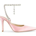 LPA Pink Pearl Rhinestone Strap Pump Heel SIZE 6.5 Satin Formal Cocktail Luxury Photo 0
