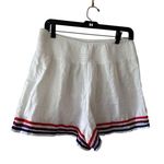 Lovers + Friends White Shorts Red & Blue Stripes Trim Smocked Waist Casual Sz L Photo 7