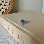 Blue Heart Silver Rhinestone Ring “Oceana” Glam Titanic Classic Femme Beautiful Jewelry Photo 7