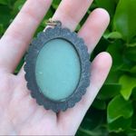 Vintage Floral Cameo Pendant Necklace Black Photo 1