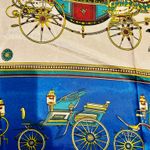 VINTAGE EQUESTRIAN horse&carriage ROYAL BLUE silky SCARF 35’/35’ inches Photo 7