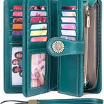 Wallets for Women Genuine Leather Credit Card Holder with RFID Blocking Large Capacity Wristlet Photo 0