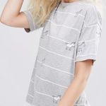 ASOS Unicorn Striped White Grey Short Sleeve Blouse Photo 0