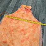 CeCe  organza orange 3D rose floral print flowy halter top Photo 2