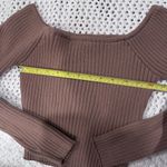 Iris  WOMENS Brown Off-the-Shoulder Ribbed Sweater Photo 4