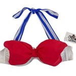 Ms Bettie Bangs sailor bikini top size Large pin up girl white red bd blue. Photo 0