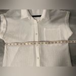Kathy Ireland  Size S Textured Gauze White Short Sleeve Pearl Button Down Shirt Photo 8