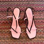 Tory Burch NEW  PINK & BROWN STRAPPY THONG CHUNKY HEELS T STAMP Photo 0