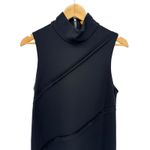 Alice + Olivia  Black Sleeveless Mock Neck Asymmetrical Seam Dress Size L Photo 1