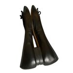 Talbots  Black Leather Pointed Toe Ballet Flats Bow 6 Classic preppy business Photo 7