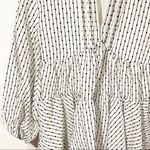 C/MEO COLLECTIVE  Small White Black Polka Dot Bubble Sleeve Ruffle Peasant Top Photo 1