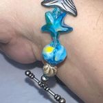 Boho Fish and Sea Theme Glass Bead Bracelet Silver Photo 4