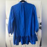 ZARA Cobalt Blue Bishop Sleeve A Line Button Down Ruffle Shirt Mini Dress XS Photo 4