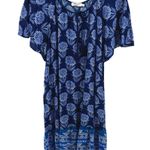 Johnny Was  Yao Dress Midi Cover-Up Dolman Short Sleeve Tie Waist Floral Blue L Photo 1