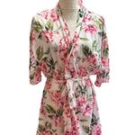 Show Me Your Mumu Floral Kimono Robe With Belt By O/S White Pink Lightweight Photo 3