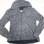 Bella Dahl Lace Up Pullover Lightweight Hoodie: Heathered Black Photo 0
