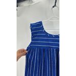 Vintage blue white striped terry cloth house dress swim cover up 80s size S Photo 5