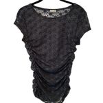 Free People Lace Ruched Baby Tee Cap Sleeve Sheer Rave Romantic Grunge Photo 5