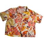 C&C California  Womens Floral Button Down Short Sleeve‎ Shirt Large NEW Photo 1