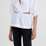 Something Navy | White Cotton Wrap Top With Cut Outs Small Arielle Charnas Photo 8