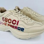 Gucci  Rhyton Love Parade Ivory Leather Glitter Heart Logo Sneakers Size EU 40.5 Photo 3