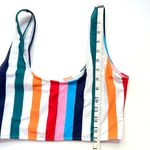 Rainbow Colorful Vertical Striped Bikini Top S/M White Photo 5