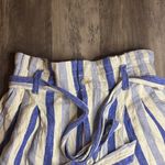 Madewell  High Waist Blue and Cream Linen/Cotton Paper Bag Striped Shorts Photo 2