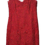 Tadashi Shoji  Flame Queen‎ Anne Neckline Open Back Corded Lace Tulle Dress Red 6 Photo 0