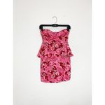 ZARA NWT  Rose Floral Jacquard Peplum Mini Dress Size Medium Rhinestone Strapless Photo 3