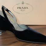 Prada Black velvet Slingback wedge Heels Photo 6