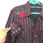 Adam Selman  Cowgirl Striped‎ Embroidered Button Down Sz8 Photo 4