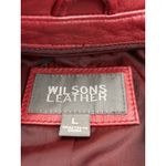 wilson's leather  Red Genuine Leather Jacket Womens Size L Zip Front Collared Photo 4