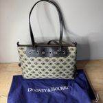 Dooney & Bourke  Monogram Canvas Leather Satchel Shoulder Bag Purse Tassel Logo Photo 3