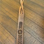 Hand‎ Tooled Leather Belt w Gold Tone Buckle 31” Length Western Navajo Etched Photo 4