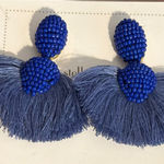 Stella & Dot Blue Ashton Beaded Tassel Statement Earrings 2.5" Long New on Card Photo 0