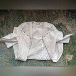 Vintage Luelle zipper front white turquoise beaded western dress, size small Photo 2