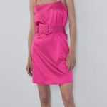 ZARA NEW  Satin Effect Belted Mini Dress in Hot Pink Barbiecore Photo 1