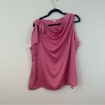Me by Jennie Carth Barton Bow Blouse Pink Satin Women's Top Size XL Photo 1