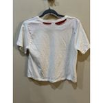 Free People Vintage Daydreamer ROLLING STONES Distressed Cropped Tee White Red Size Medium Photo 4