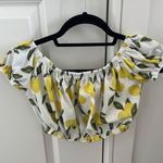 Primark White Yellow Green Lemon Puff Sleeve Crop Top Photo 2